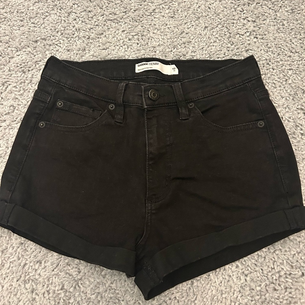 Garage high rise black jean shorts